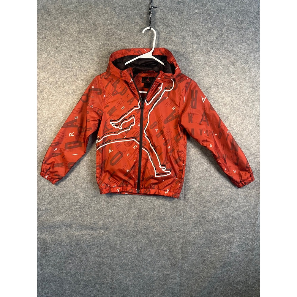 Jordan Boys Red Jumpman Logo Mesh Lined Full Zip Windbreaker Jacket S 8-10